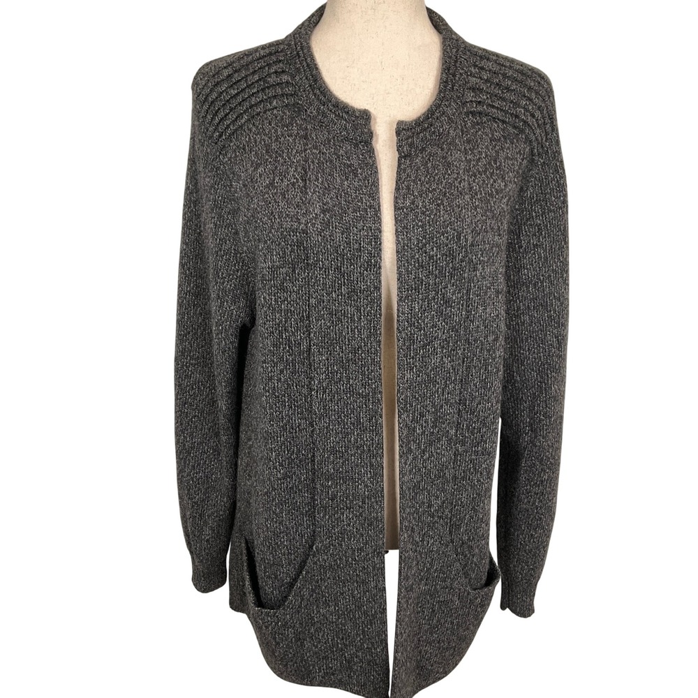 SIMPLY NATURAL Cardigan Womens XLarge Charcoal Gray Marled Alpaca Open Sweater